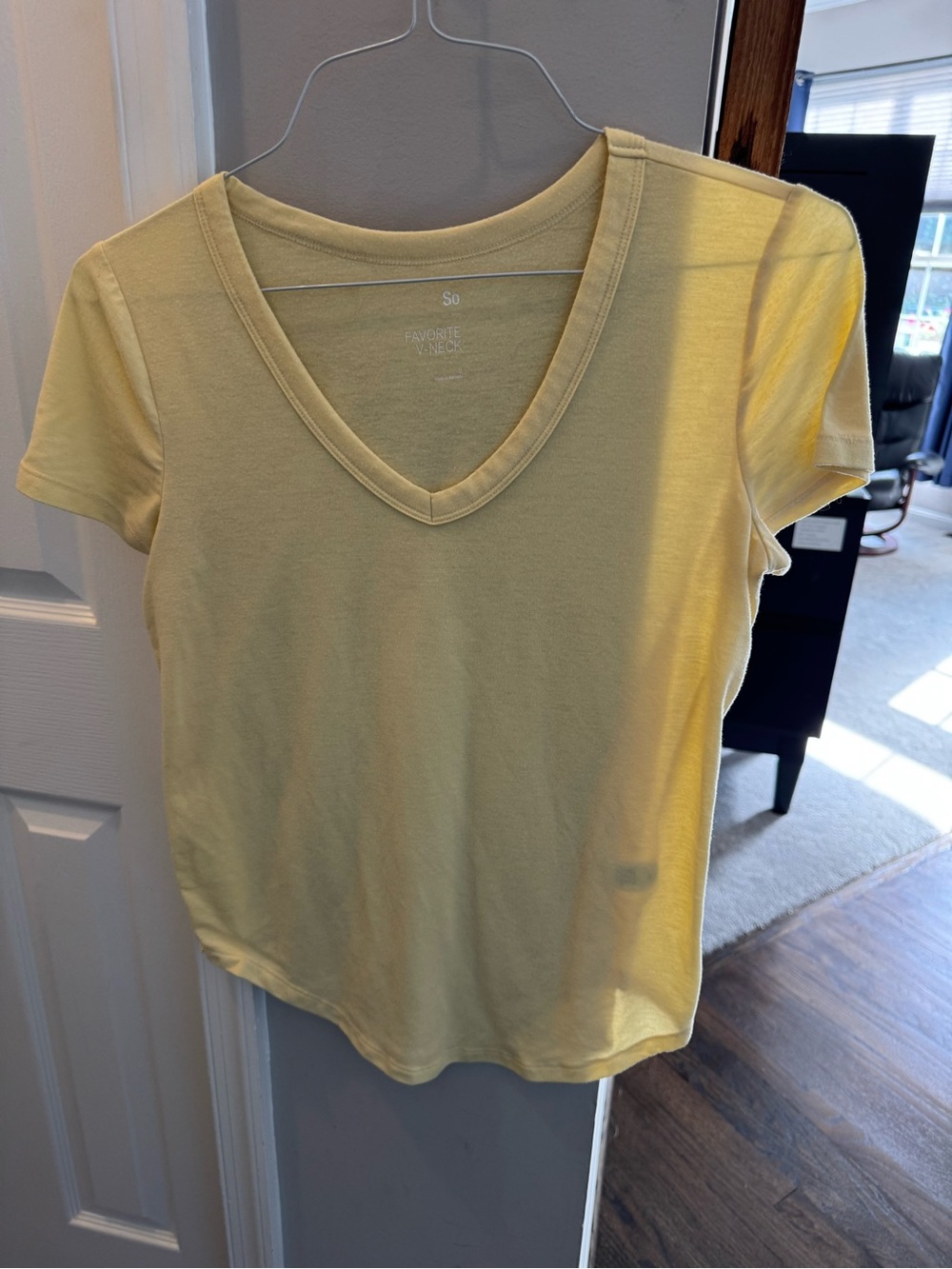 SO Short-Sleeve V-Neck Tee in Pale Yellow